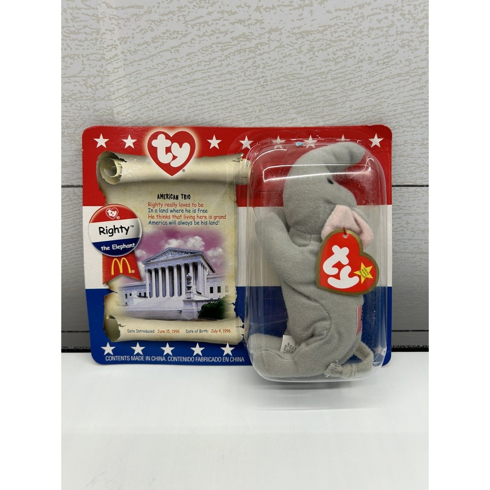 1996 Righty‎ The Elephant Ty beanie babies-New